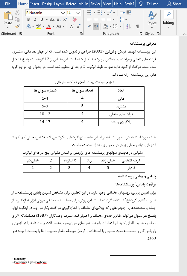 پرسشنامه عملکرد سازمانی