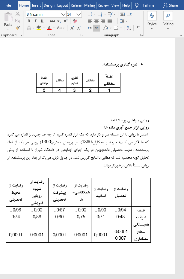 رضایت تحصیلی دانشجویان