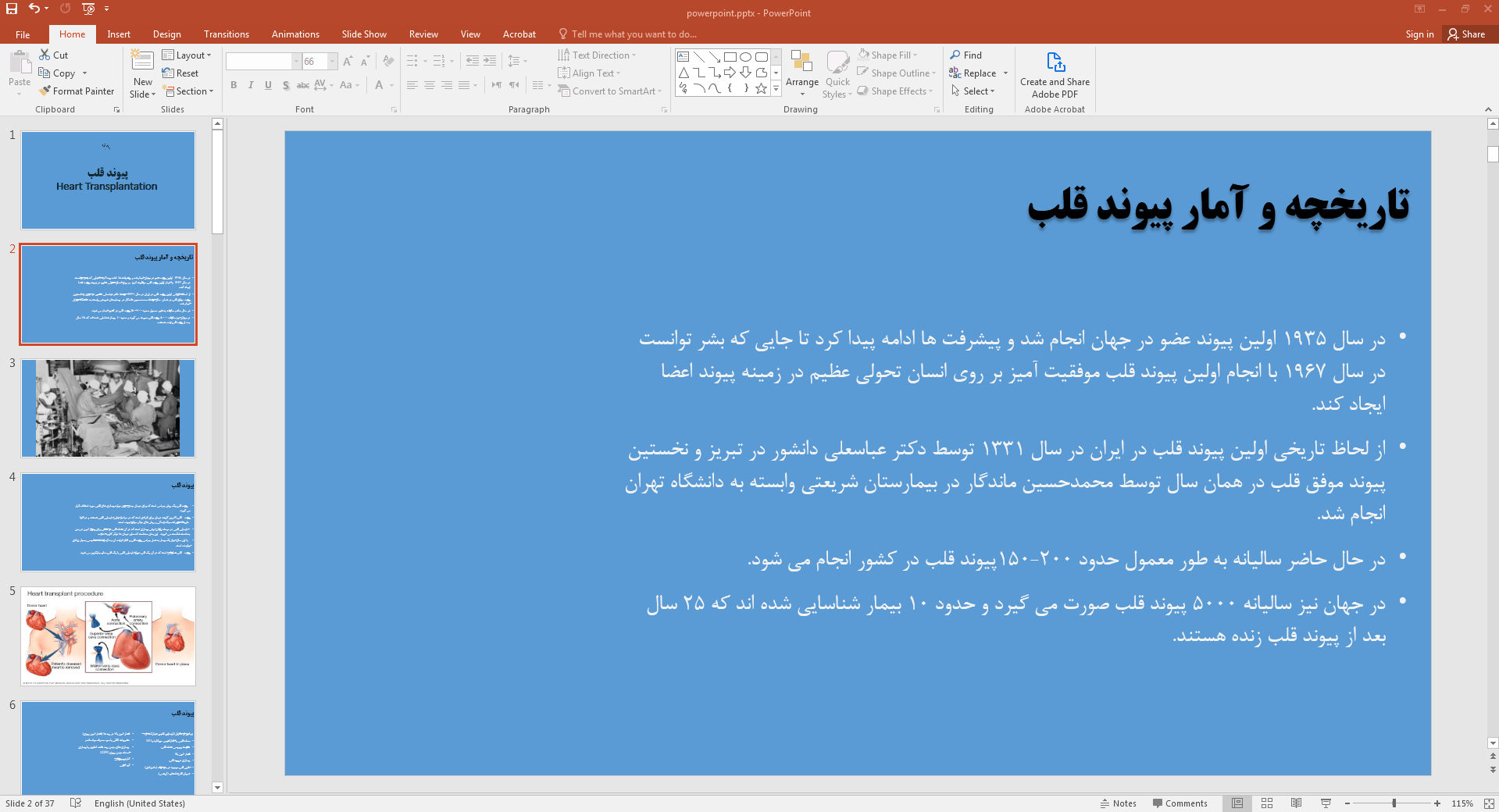 تاریخچه و آمار پیوند قلب