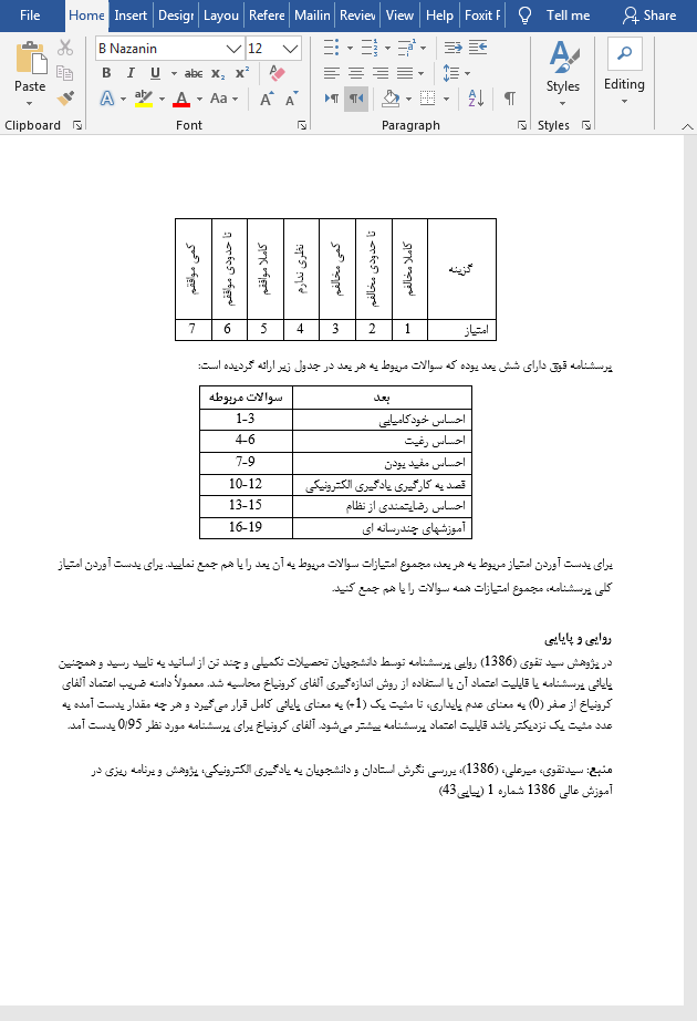 نگرش استادان به يادگيری الكترونيكی