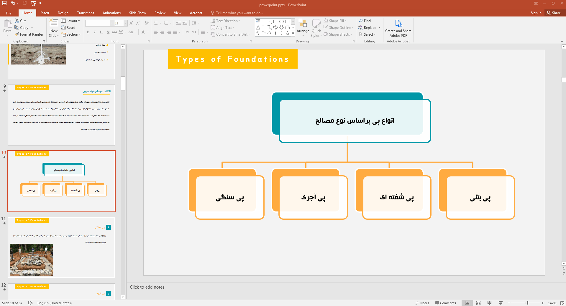 دانلود پاورپوینت انواع پی و فونداسیون در ساختمان سازی