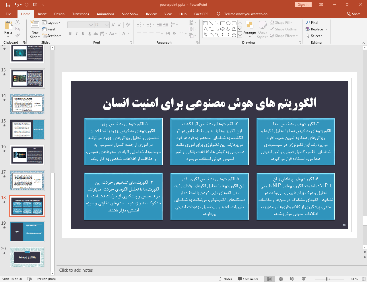 الگوریتم های هوش مصنوعی برای امنیت انسان