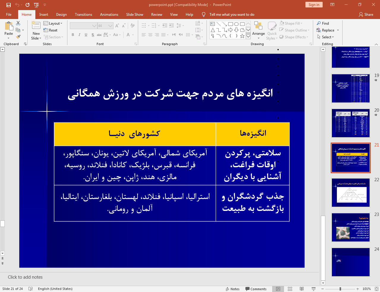 انگیزه های مردم جهت شرکت در ورزش های همگانی
